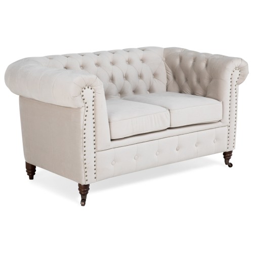 Chesterfiled Deluxe Καναπές 2θέσιος Βελούδο Μπεζ CHES013 150x86x80cm