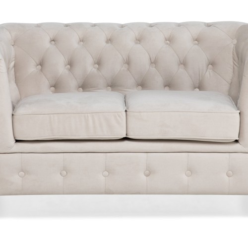 Chesterfiled Deluxe Καναπές 2θέσιος Βελούδο Μπεζ CHES013 150x86x80cm