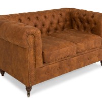 Chesterfiled Deluxe Καναπές 2θέσιος Ύφασμα Καφέ-Κονιάκ CHES021 150x86x80cm