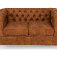 Chesterfiled Deluxe Καναπές 2θέσιος Ύφασμα Καφέ-Κονιάκ CHES021 150x86x80cm