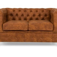 Chesterfiled Deluxe Καναπές 2θέσιος Ύφασμα Καφέ-Κονιάκ CHES021 150x86x80cm