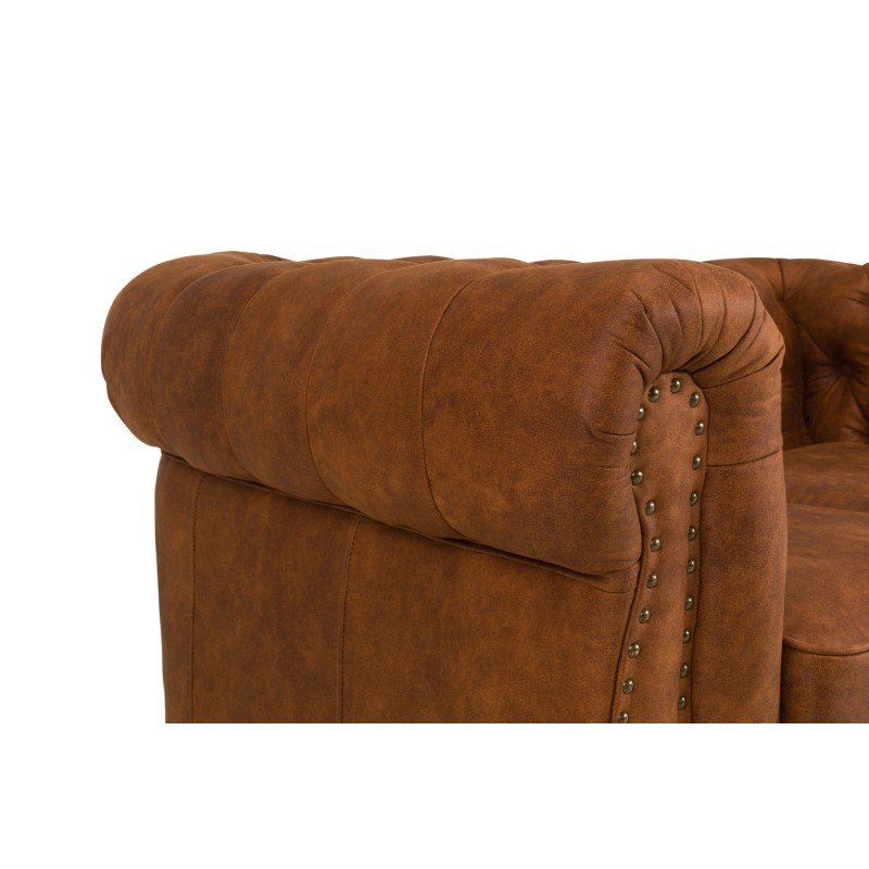 Chesterfiled Deluxe Καναπές 2θέσιος Ύφασμα Καφέ-Κονιάκ CHES021 150x86x80cm