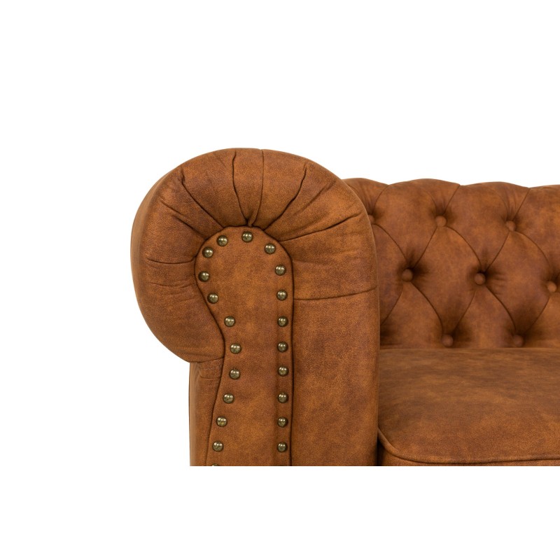 Chesterfiled Deluxe Καναπές 2θέσιος Ύφασμα Καφέ-Κονιάκ CHES021 150x86x80cm