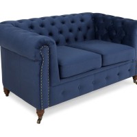Chesterfiled Deluxe Καναπές 2θέσιος Βελούδο Μπλε CHES015 150x86x80cm