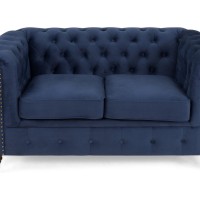 Chesterfiled Deluxe Καναπές 2θέσιος Βελούδο Μπλε CHES015 150x86x80cm