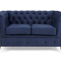Chesterfiled Deluxe Καναπές 2θέσιος Βελούδο Μπλε CHES015 150x86x80cm