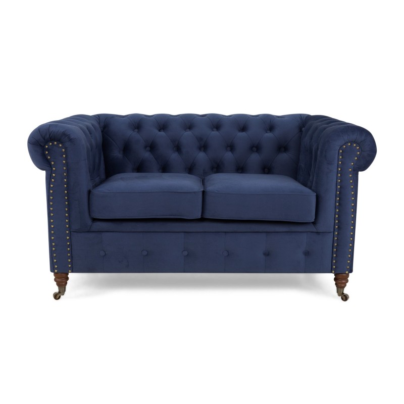 Chesterfiled Deluxe Καναπές 2θέσιος Βελούδο Μπλε CHES015 150x86x80cm