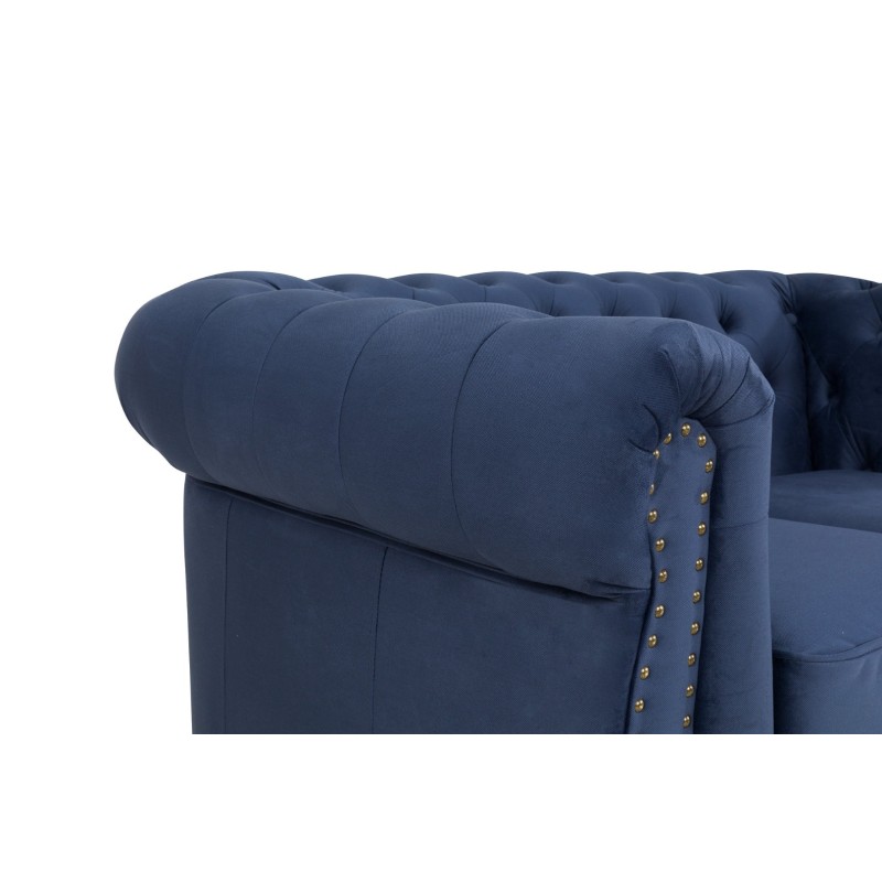 Chesterfiled Deluxe Καναπές 2θέσιος Βελούδο Μπλε CHES015 150x86x80cm