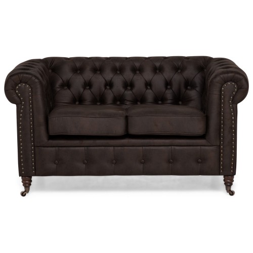 Chesterfiled Deluxe Καναπές 2θέσιος Ύφασμα Σκούρο Καφέ CHES022 150x86x80cm