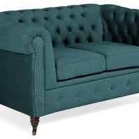 Chesterfiled Deluxe Καναπές 2θέσιος Βελούδο Πετρόλ CHES016 150x86x80cm