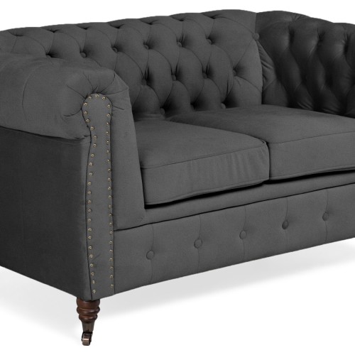 Chesterfiled Deluxe Καναπές 2θέσιος Βελούδο Γκρι CHES017 150x86x80cm