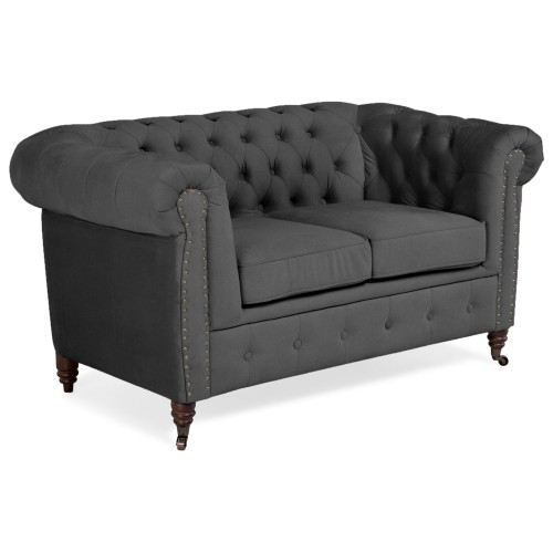Chesterfiled Deluxe Καναπές 2θέσιος Βελούδο Γκρι CHES017 150x86x80cm