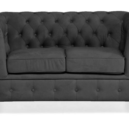 Chesterfiled Deluxe Καναπές 2θέσιος Βελούδο Γκρι CHES017 150x86x80cm