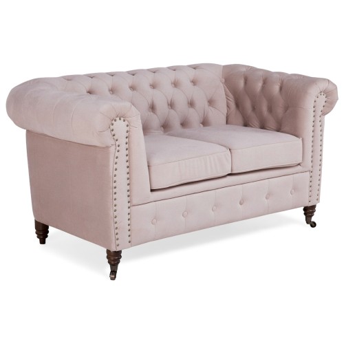 Chesterfiled Deluxe Καναπές 2θέσιος Βελούδο Ροζ Γιασεμί CHES018 150x86x80cm