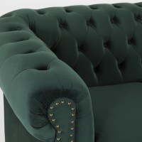 Chesterfiled Καναπές 3θέσιος Βελούδο Σκούρο Πράσινο CHES004 203x86x80cm