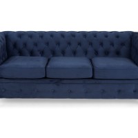 Chesterfiled Καναπές 3θέσιος Βελούδο Μπλε CHES001 203x86x80cm