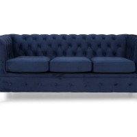 Chesterfiled Καναπές 3θέσιος Βελούδο Μπλε CHES001 203x86x80cm