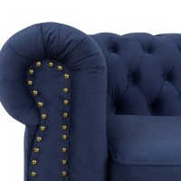 Chesterfiled Καναπές 3θέσιος Βελούδο Μπλε CHES001 203x86x80cm