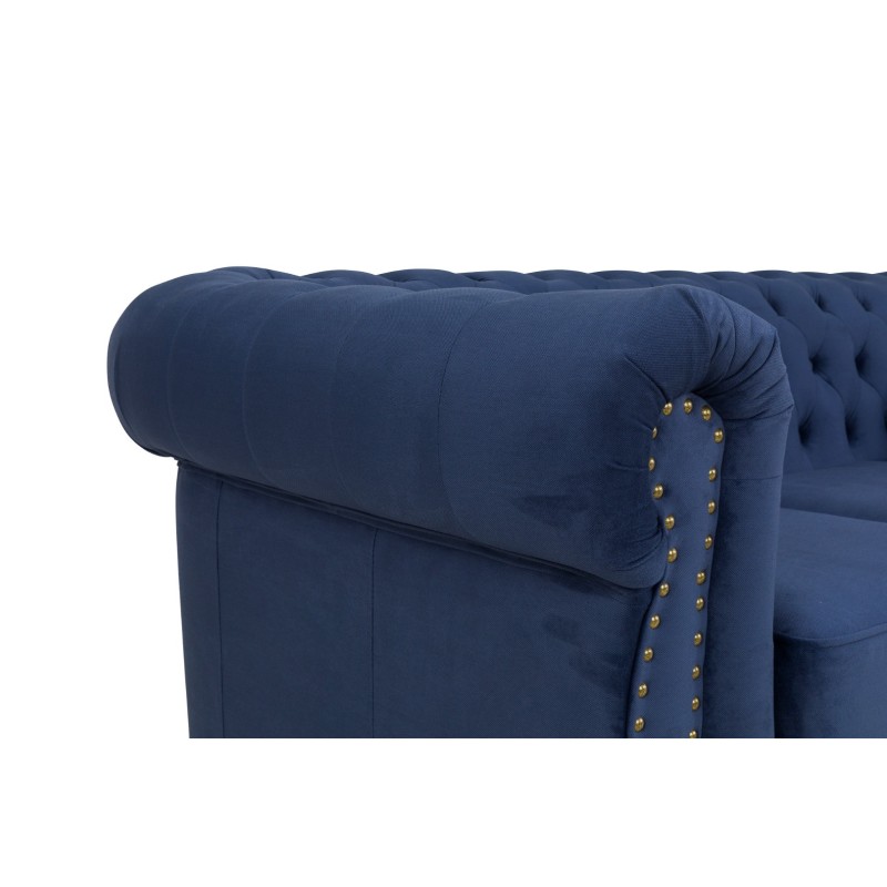 Chesterfiled Καναπές 3θέσιος Βελούδο Μπλε CHES001 203x86x80cm