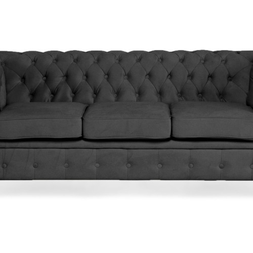 Chesterfiled Deluxe Καναπές 3θέσιος Βελούδο Γκρι CHES006 203x86x80cm