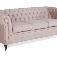 Chesterfiled Καναπές 3θέσιος Βελούδο Ροζ Γιασεμί CHES007 203x86x80cm