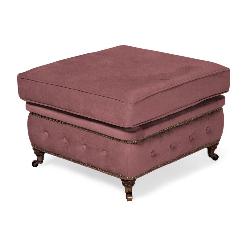 Chesterfield Deluxe Σκαμπό Σαλονιού Τετράγωνο Βελούδο Σάπιο Μήλο CHES118 75x70x45cm