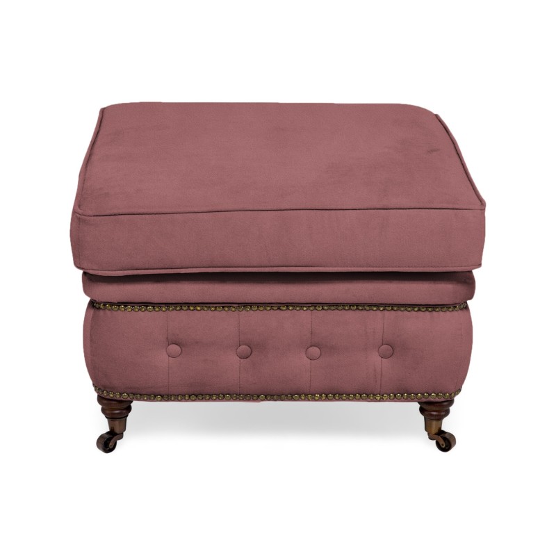 Chesterfield Deluxe Σκαμπό Σαλονιού Τετράγωνο Βελούδο Σάπιο Μήλο CHES118 75x70x45cm