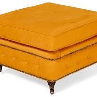 Chesterfield Deluxe Σκαμπό Σαλονιού Τετράγωνο Βελούδο Μουσταρδί CHES119 75x70x45cm