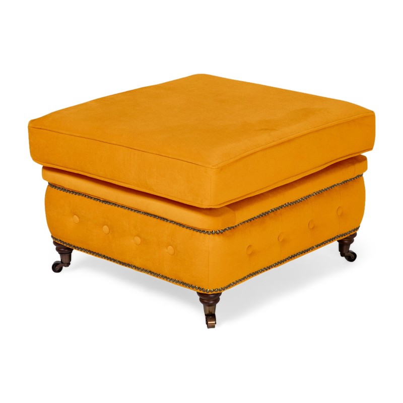 Chesterfield Deluxe Σκαμπό Σαλονιού Τετράγωνο Βελούδο Μουσταρδί CHES119 75x70x45cm