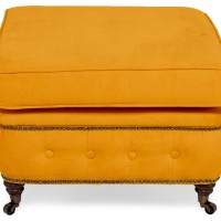 Chesterfield Deluxe Σκαμπό Σαλονιού Τετράγωνο Βελούδο Μουσταρδί CHES119 75x70x45cm