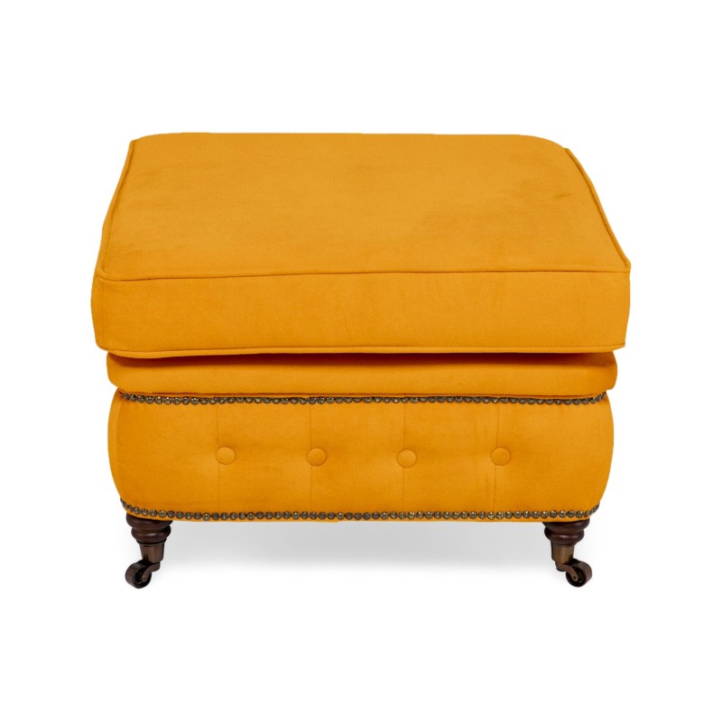 Chesterfield Deluxe Σκαμπό Σαλονιού Τετράγωνο Βελούδο Μουσταρδί CHES119 75x70x45cm