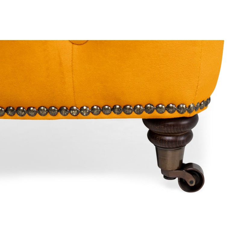 Chesterfield Deluxe Σκαμπό Σαλονιού Τετράγωνο Βελούδο Μουσταρδί CHES119 75x70x45cm
