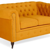 Chesterfiled Deluxe Καναπές 2θέσιος Βελούδο Μουσταρδί CHES020 150x86x80cm