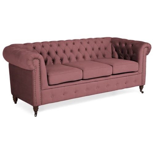Chesterfiled Καναπές 3θέσιος Βελούδο Σάπιο Μήλο CHES008 203x86x80cm