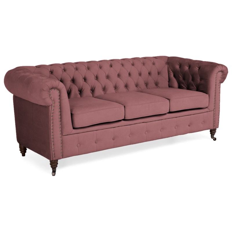 Chesterfiled Καναπές 3θέσιος Βελούδο Σάπιο Μήλο CHES008 203x86x80cm