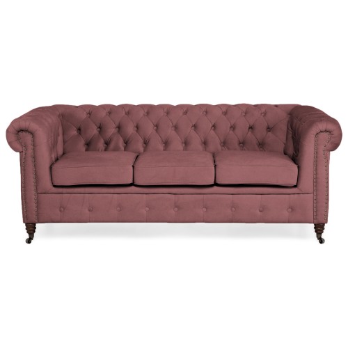 Chesterfiled Καναπές 3θέσιος Βελούδο Σάπιο Μήλο CHES008 203x86x80cm