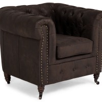 Chesterfield Deluxe Πολυθρόνα Ύφασμα Καφέ Σκούρο CHES110 94x86x80cm