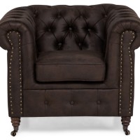Chesterfield Deluxe Πολυθρόνα Ύφασμα Καφέ Σκούρο CHES110 94x86x80cm