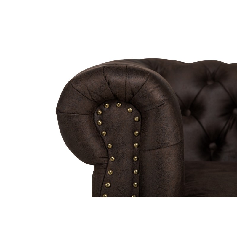 Chesterfield Deluxe Πολυθρόνα Ύφασμα Καφέ Σκούρο CHES110 94x86x80cm
