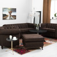 Chesterfield Deluxe Πολυθρόνα Ύφασμα Καφέ Σκούρο CHES110 94x86x80cm