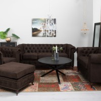 Chesterfield Deluxe Πολυθρόνα Ύφασμα Καφέ Σκούρο CHES110 94x86x80cm