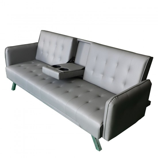 Καναπές Κρεβάτι Τριθέσιος MARFA Γκρι PU 188x82x80cm