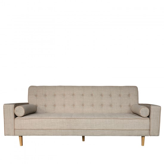 Καναπές Κρεβάτι Τριθέσιος GORDANA Μπεζ/Καφέ 222x86x85cm