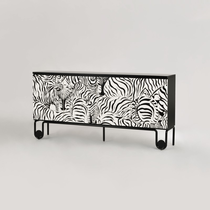 Μπουφές Stilig από MDF σε ασπρόμαυρο 183x40x90cm