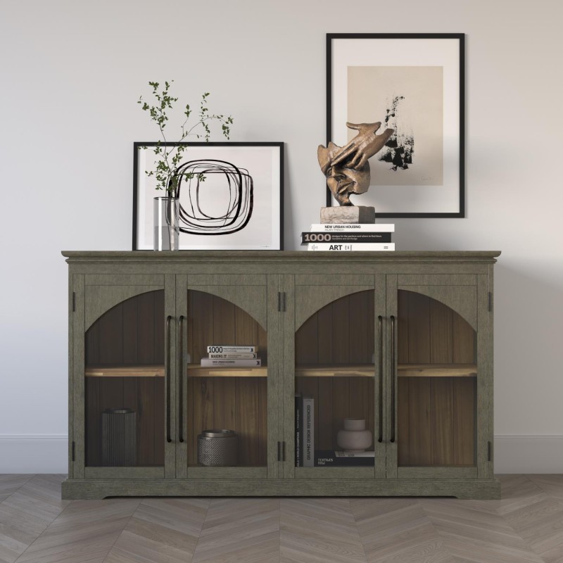 Μπουφές Avola από ξύλο ακακίας σε γκρι 165x43x91.5cm