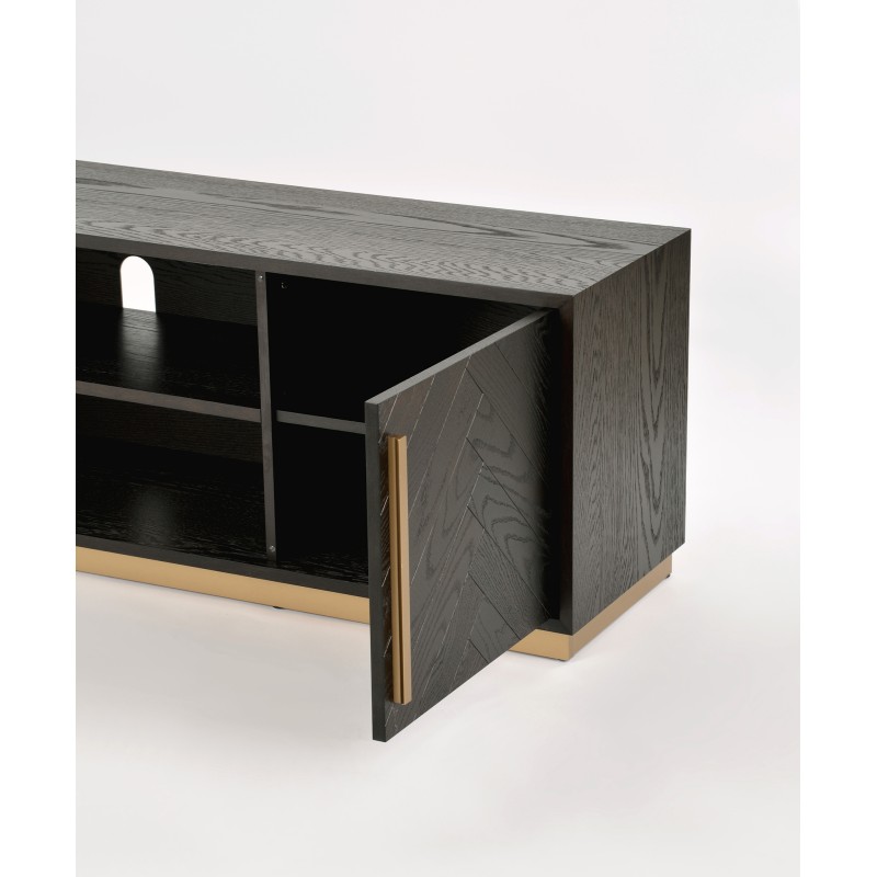 Έπιπλο TV Seville από ξύλο βελανιδιάς σε μαύρο 180x38x50cm