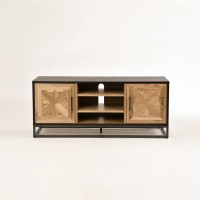 Έπιπλο TV Indus από ξύλο σε φυσική απόχρωση 133x39x55cm