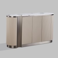 Μπουφές Stilig από MDF σε μπεζ και γκρι απόχρωση με μαρμάρινη επιφάνεια 158x40x88cm