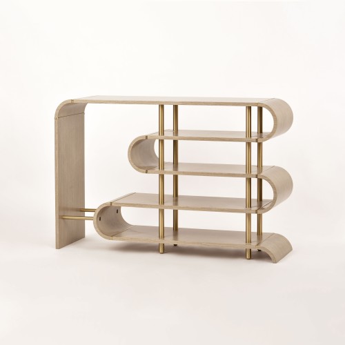 Τραπέζι κονσόλας Stilig από MDF σε γκρι κα χρυσό 122x36x81cm