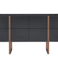 Μπουφές Hudson από MDF σε μαύρο και ροζ-χρυσό 180x43x90cm